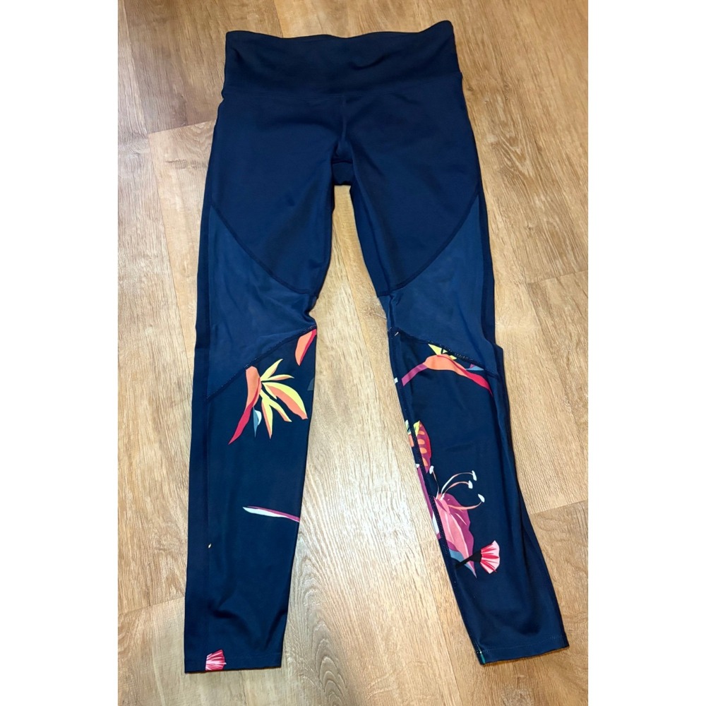 Joy Lab Leggings Womens S Blue Tropical Print Workout Pants Gym Training Yoga